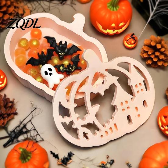 DIY Pumpkin Box Mold 1 Set Halloween Lampshade Silicone Mold, Hollow Ambient Gypsum Cement Epoxy Resin Casting for Crafts