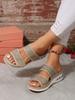 2025 Summer Women Slippers Plus Size Women's Shoes Retro Roman Sandals Women Pu Casual Flower Wedge Sandals Platform Slippers