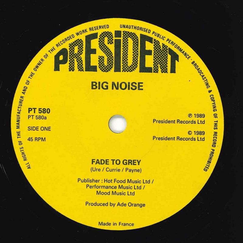 

7-дюймовая пластинка BIG NOISE Fade To Grey PT580 President Recor 1989 UK Dance Electronica Б/у