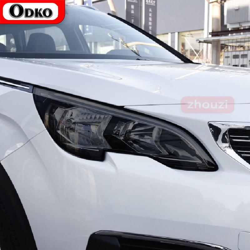 2 Pcs For Peugeot 5008 2018   Car Headlight Tint Black Protective Film Protection Transparent TPU Sticker Accessories