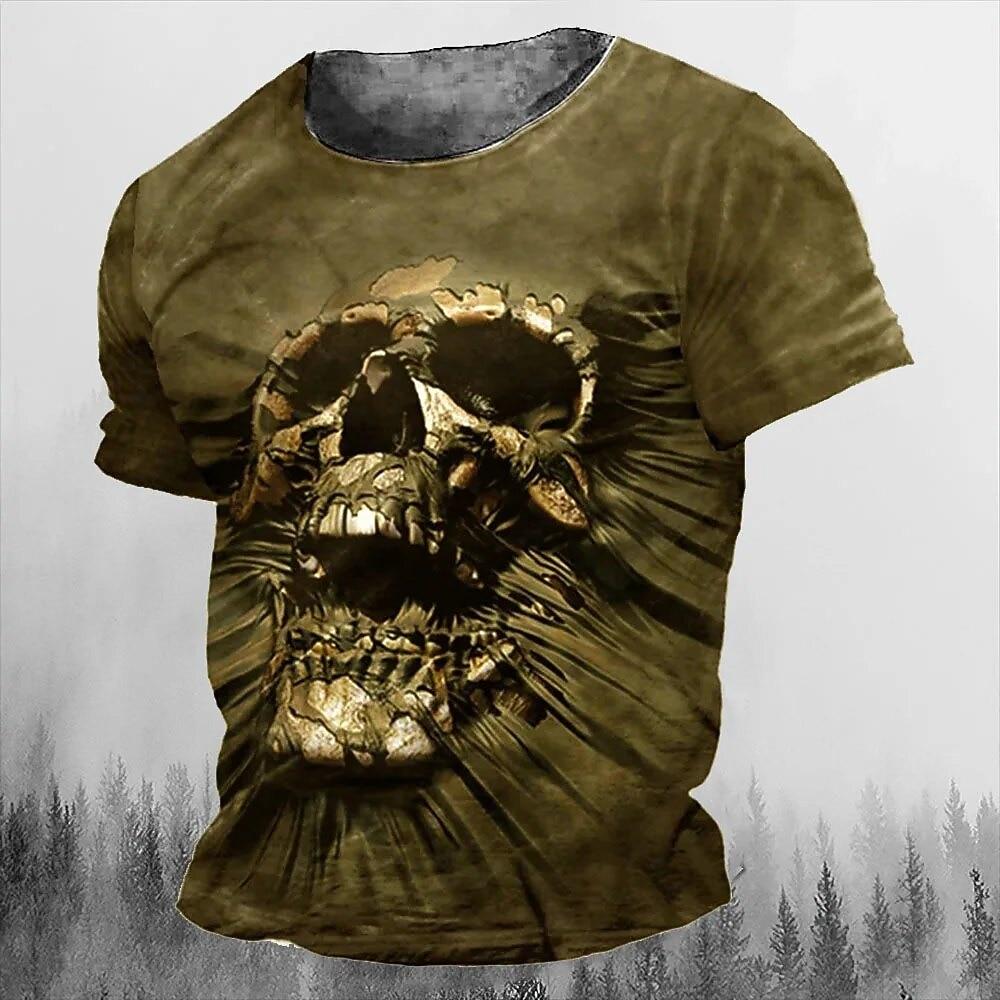 Men's Graphic Skulls T Shirt Shirt Tee Short Sleeve T Shirt 3D Print Crew Neck Shirt Vintage
