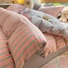 High Quality Striped Printed Pure Cotton Bedding Sets Skin Friendly Breathable Soft Quilt Kit Non Color Fading Bed Set