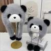 Autumn/Winter Faux Fox Fur Panda Hat for Parent-Child, Thick Warm Cartoon Hat with Large Ear Protection.