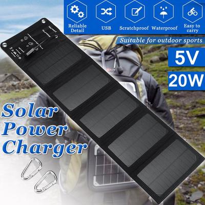 Açık 20W USB Bağlantı Noktası Güneş Panelleri Taşınabilir Katlanır Katlanabilir Su Geçirmez Güneş Paneli Şarj Cihazı Güç Bankası Telefon için