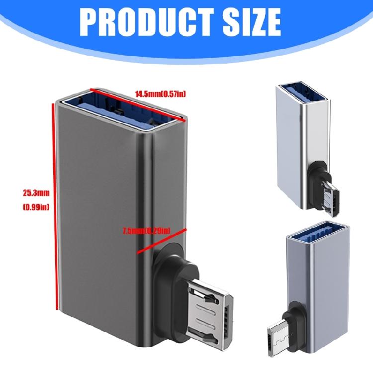 Space Saving Right Angle USB A to MicroUSB OTG Converters Direct Charging And Peripherals Control On Smartphones Tablets