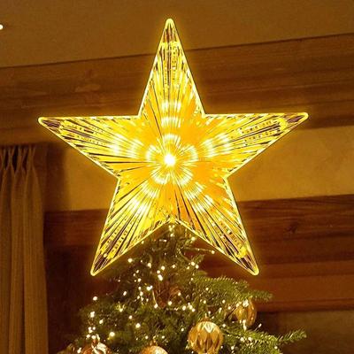 1 stuks 15/19cm Warm/Wit Kerstboomversieringen Topsterren LED Lichtlamp Kerstversieringen Voor Thuis Kerstbomen Nieuwjaar Nav