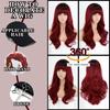 MERISIHAIR Women Long Wavy Wig with Bangs Ombre Wine Red Synthetic High Temperature Fiber Wig for Women Party Daily Wear