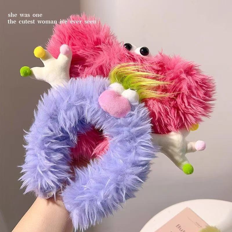Funny Plush Cartoon Headband Cute Girl Heart Ugly Cute Face Headband Grotesque Fried Hair Ugly Doll Fluffy Hair Accessories