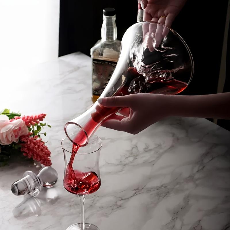 Handcrafted Wine Decanter Featuring an Ice Mountain Motif, Perfect for Aerating Red Wine Without The Need for Electricity