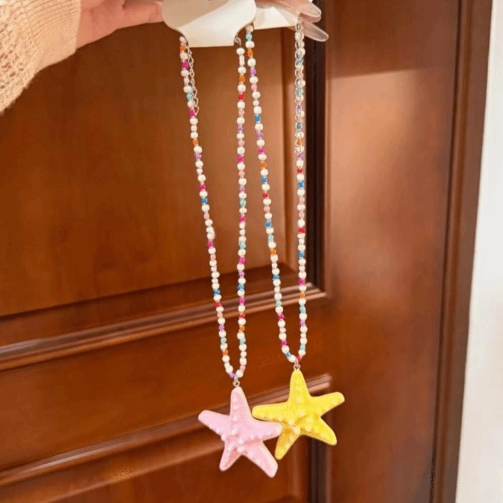 Dopamin Perlen Seestern Choker Strand Surfer Sommer Schlüsselbein Kette Urlaubs Choker