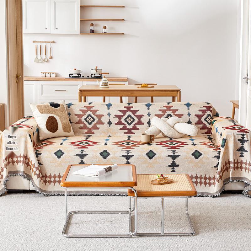 Bohemian Style Non-Slip Sofa Cushion Cover - Full One-Piece for Three-Seater