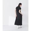 BEAUTY Striped Polo Cut Dress [NATURAL BASIC] [Solid Black/PS]