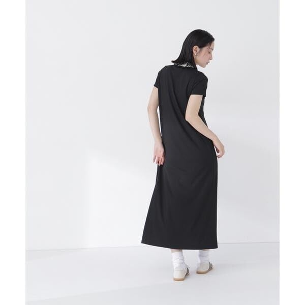 BEAUTY Striped Polo Cut Dress [NATURAL BASIC] [Solid Black/PS]