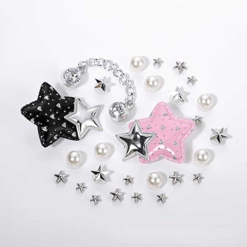 1set New Fashion Set Hole Shoe Charms Accessories Shoe Buckle Cute Pearl Bear Water Diamond Chain DIY 3D Shoes Decorations
