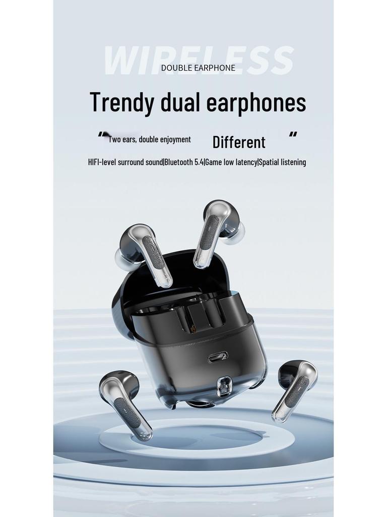 Q76 Dual In-ear Wireless Bluetooth Headset - Long Battery Life, High Sound Quality, Four-in-One Design