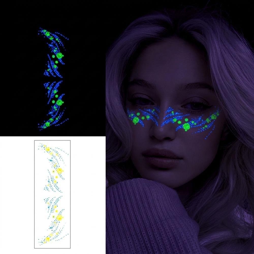 Waterproof Halloween Luminous Face Tattoo Stickers Party Cosplay Temporary Tattoos Men Women