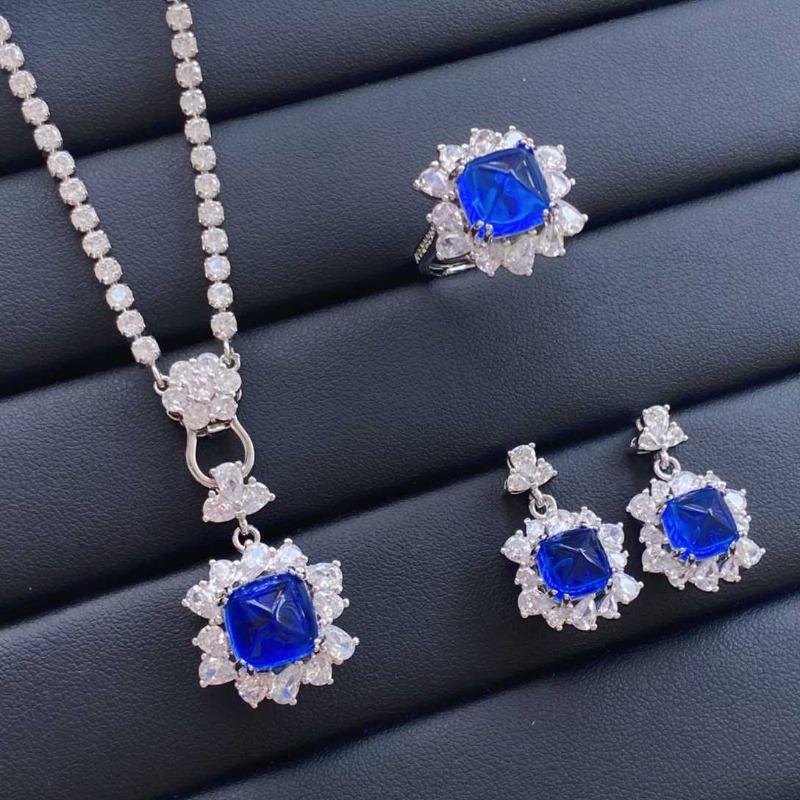 

SACE GEMS классический медный сплав циркон кольцо серьги кулон ожерелье ювелирные наборы подарки для свадебной вечеринки Open синий