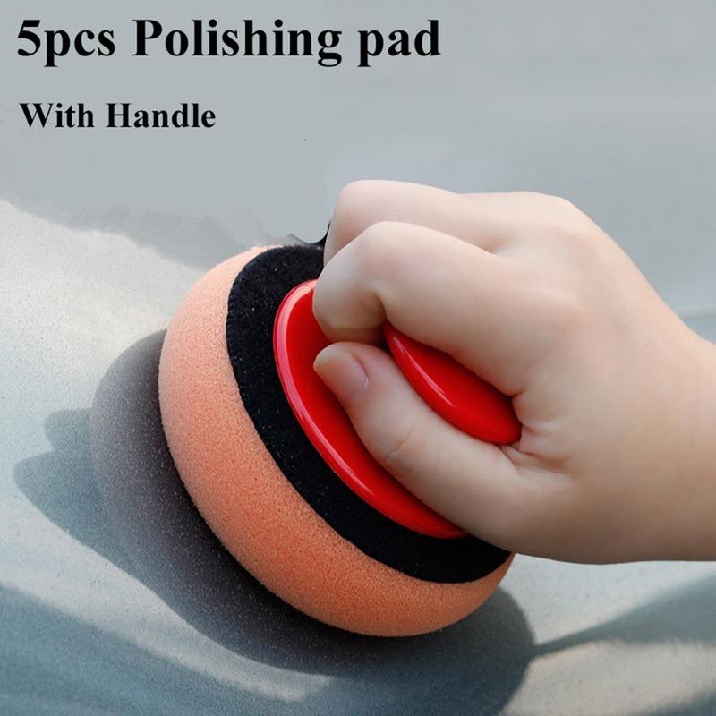 6 bucăți/set 4 inch tampon de lustruit pentru lustruit cu burete plat Kit de tampoane de lustruit pentru mașină, polizor auto, lustruit sticla auto