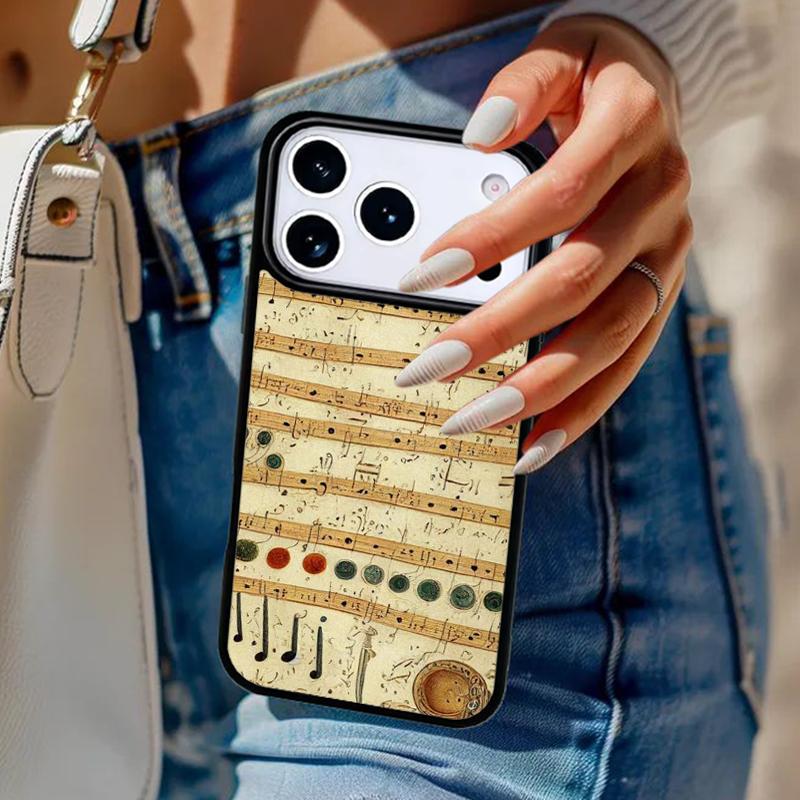 

Music Score Musical Notes Phone Case For iPhone 17 Air 14 15 13 12 Max Cover For Apple 16e 11 Pro Max Plus Coque iPhone 11pro