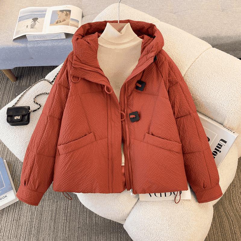 New Plaid Hooded Padded Jacket Women's Short Fashion Versatile Padded Jacket Winter Women's Casual Jacket