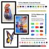 HIFORNY Art Supplies Drawing Kit with 100 Watercolor Metallic Blending and More for Beginner Artists 176-Piece Sheets, 3-Color Sketchbook, Graphite,
