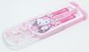 OSK Cutlery Hello Kitty Sakura with and Made in Sliding Dishwasher Easy to for Girls and Children Set, Design, Pull-Lid Trio, Chopsticks, Spoon, Fork,