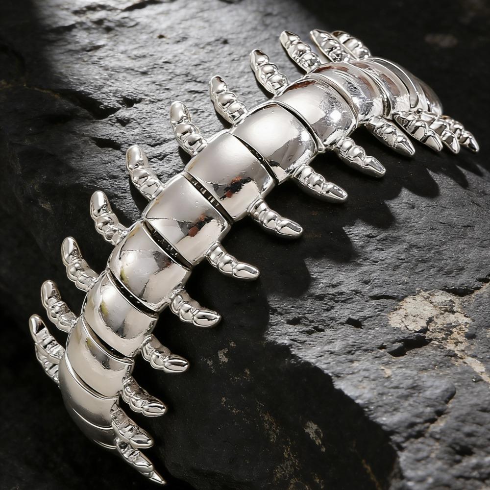 Punk Personality Sliver Centipede Adjustable Bracelets for Men Hip-hop Retro Insects Party Club Statement Jewelry Gifts