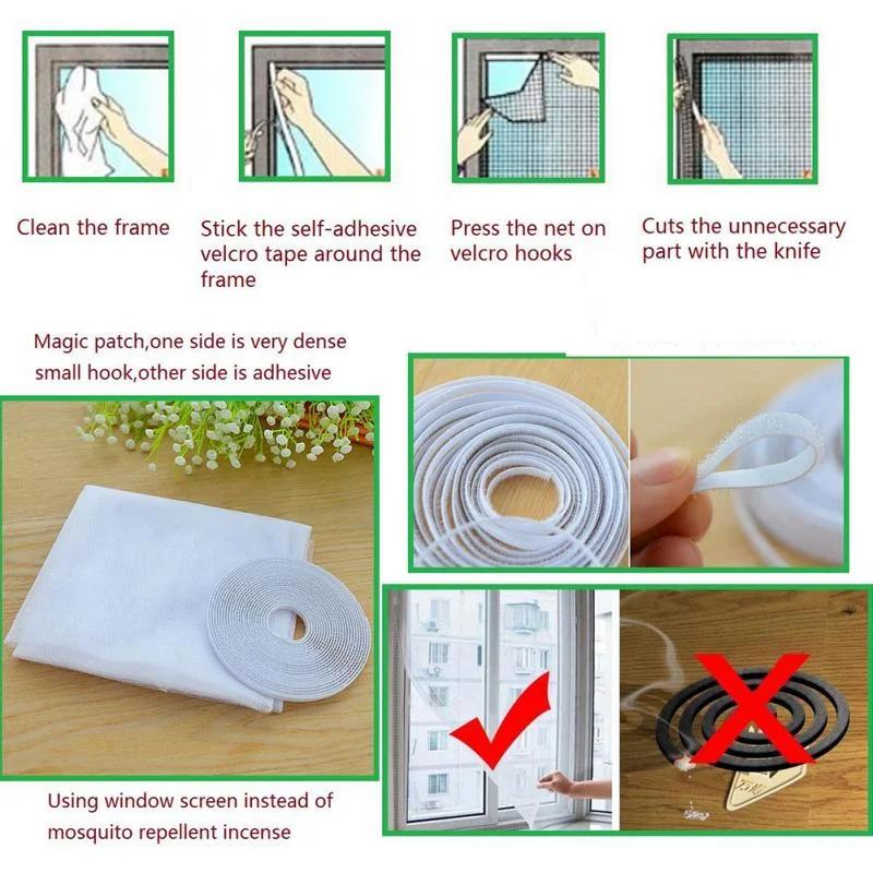 New Fly Mosquito Window Net Insect Mesh Window Screen Net Indoor Mesh Bug Mosquito Net Easy To Fit with Tape Home Textile