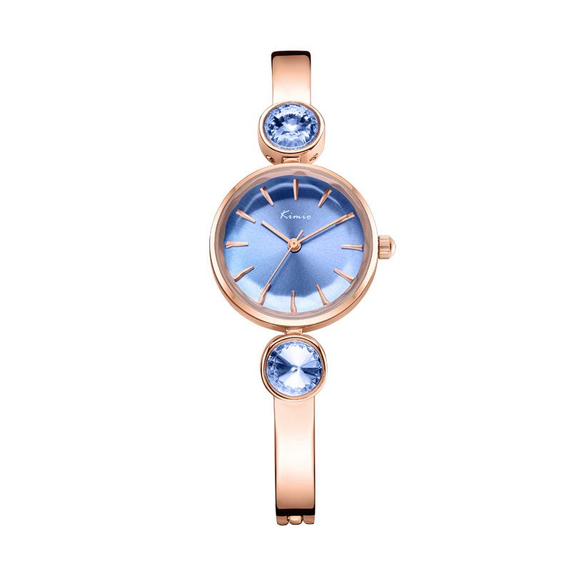 Watches for Schoolgirls, Simple Women's Watches, Compact and Temperamental Blue Rhinestone Niche Bracelet Watches for Women