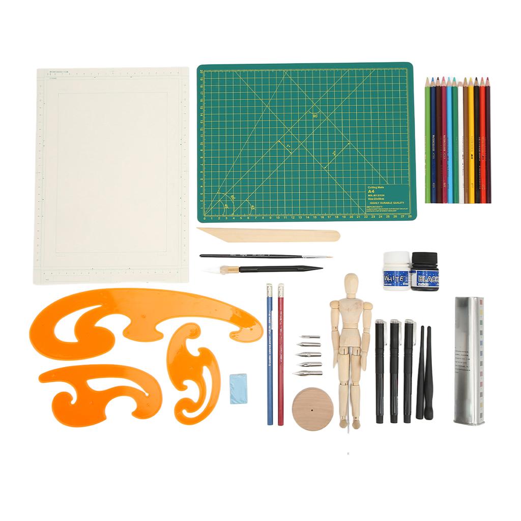 Cartoon Comic Drawing Kit Plastic Poplar Alloy Material A4 Paper Size Portable Carrying Comic Art