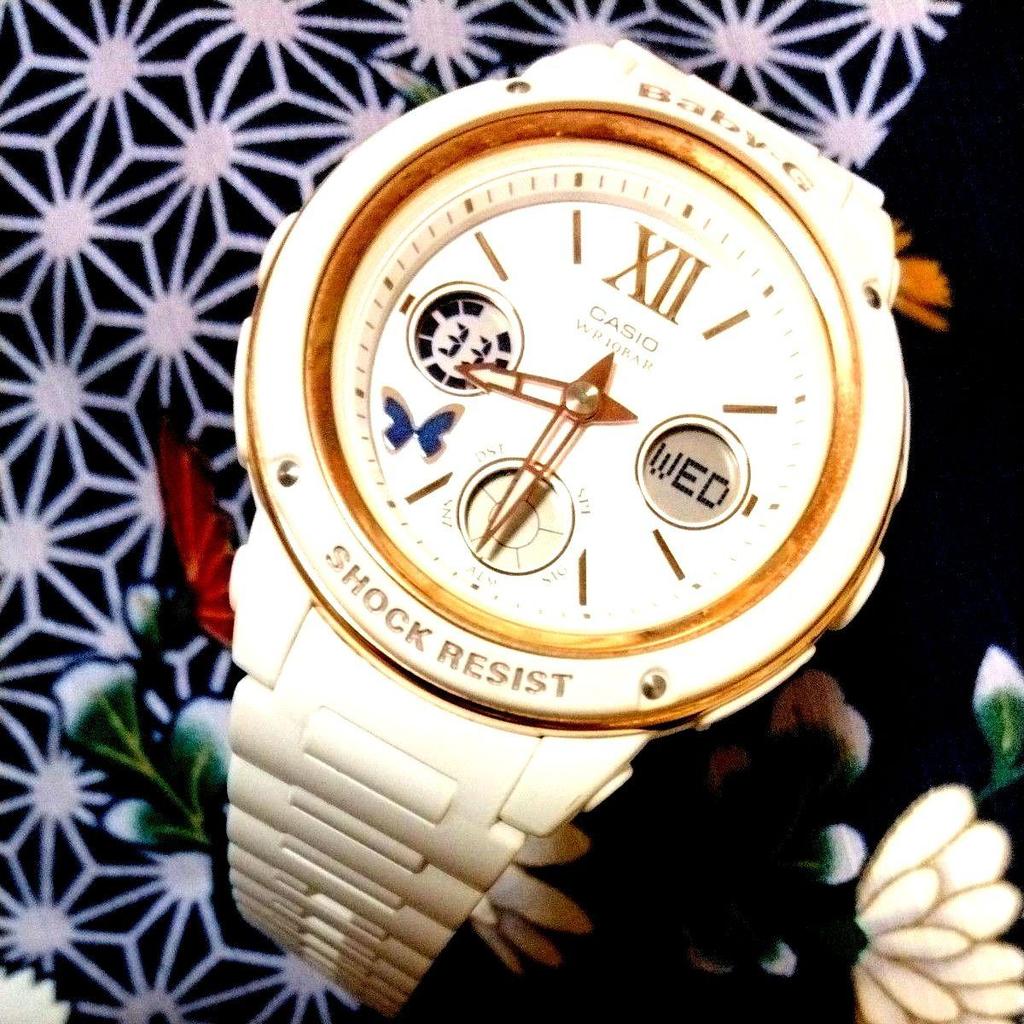 Used CASIO Baby-G BGA-150LF White Ana-Digi Watch Ladies [Good Condition] & [Working Item]