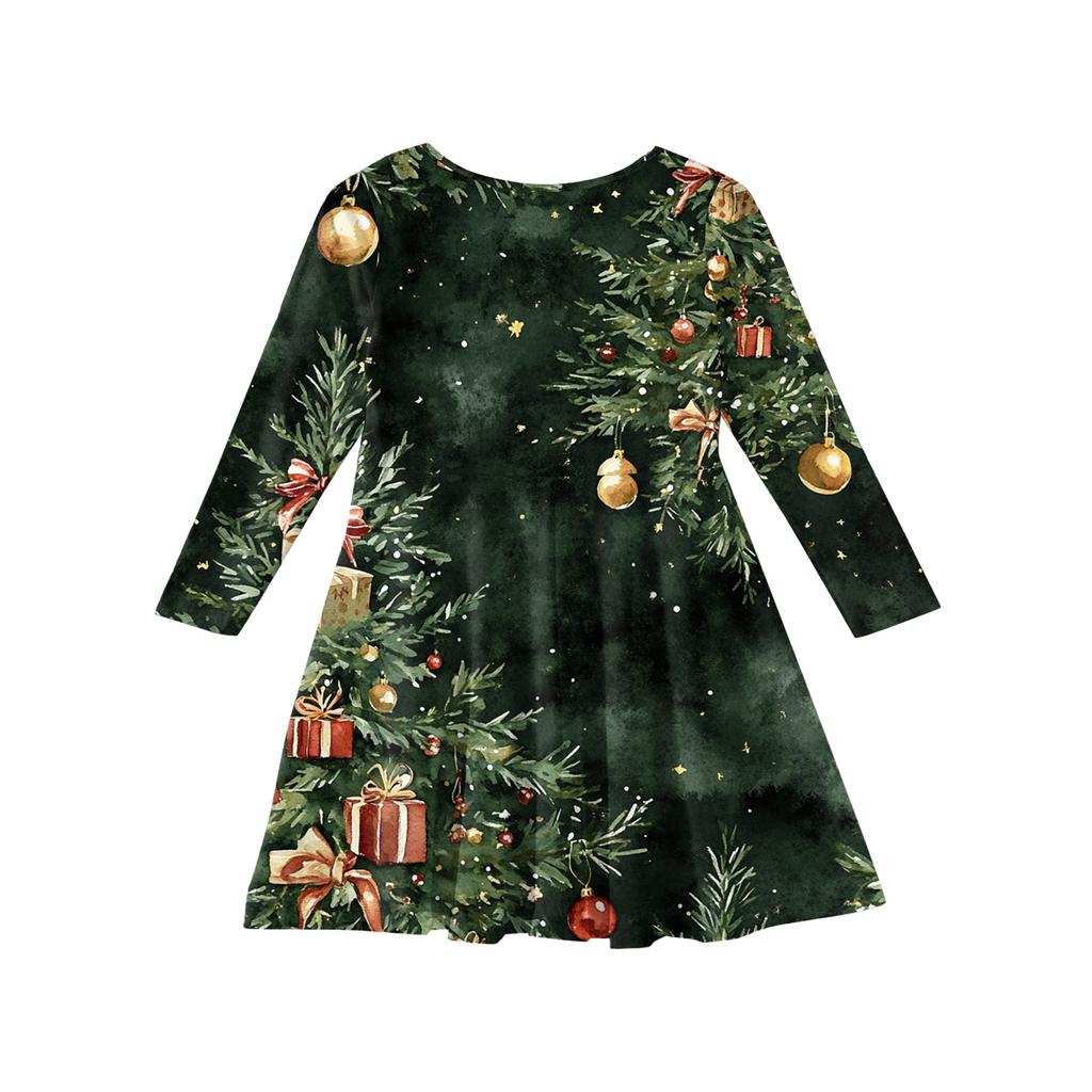 Girls' Princess Dress - Long Sleeve A-Line T-Shirt Dress Christmas Day