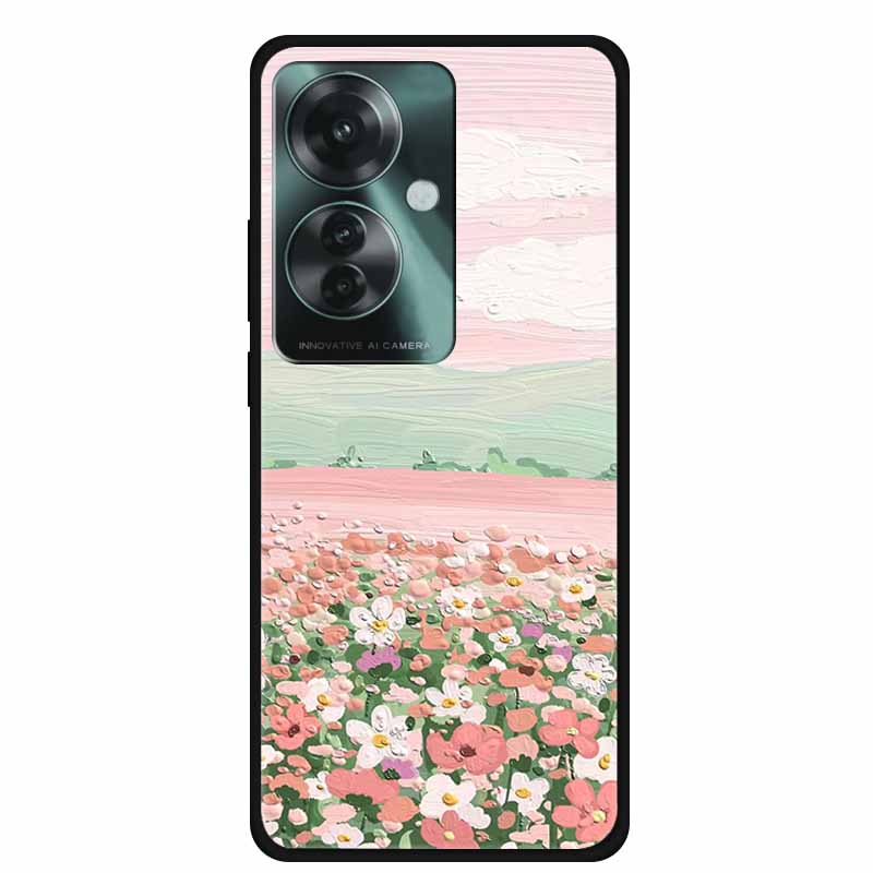 Phone Case for Oppo Reno11 A Silicone TPU Soft Back Cover for Reno 11 A 11A Fashion Shell Floral Shiled Capa 6.7" Funda