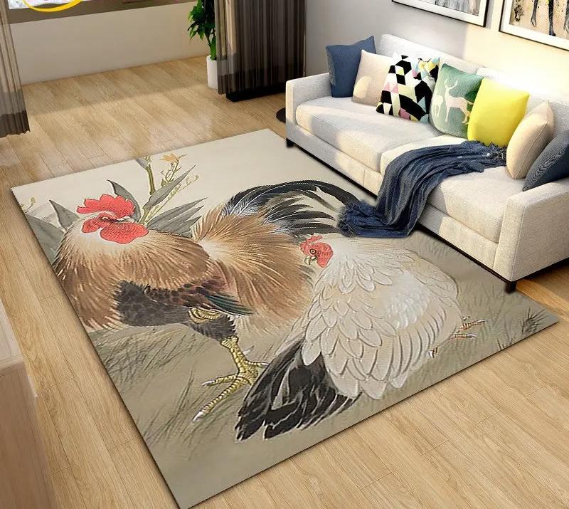3D Rooster and Hen Chicken Carpet Bedroom Full Cover Living Room Rug Resistant To Dirt Easy To Maintain Soft Kitchen Decor Mat