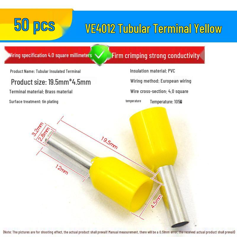 European Tubular Wire Connectors: VE0508, 7508, 1008, 1508, 2508 Pin Terminals