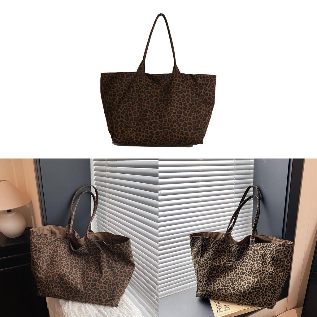 Street Style Leopard Print Tote Bag With Polyester Material For Casual Daily Use