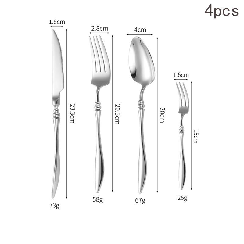 3/4/5/6PCS French 304 Stainless Steel Cutlery Set Pointed Tail Handle Spoons Knife Forks High-end Kitchen Restaurant Tableware