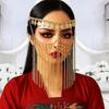 Coin Bell Curtain Head Chain Rhinestone Masquerade Mask Belly Dance Face Veil  Middle East