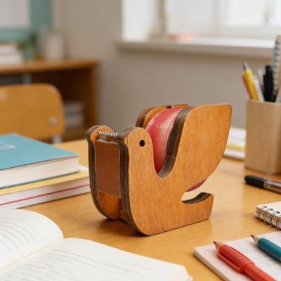 Wooden Tape Cutter Desktop Tape Dispenser Animal Shaped Squirrel Whale Design Ergonomic Easy Cut Tape Holder for Office Home School Storage