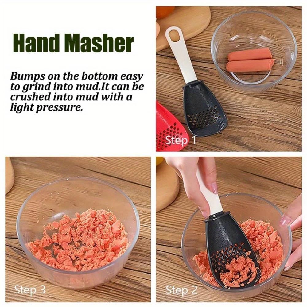 1PC Multifunctional Cooking Spoon Household Kitchen Strainer Scoop Heat-resistant Hanging Hole Potato Garlic Press Colander Tool