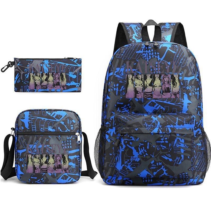 Zaino Katseye con Stampa K-Pop Borsa a Spalla Astuccio Set da 3 Pezzi Set Multifunzionale per Scuola e Viaggio