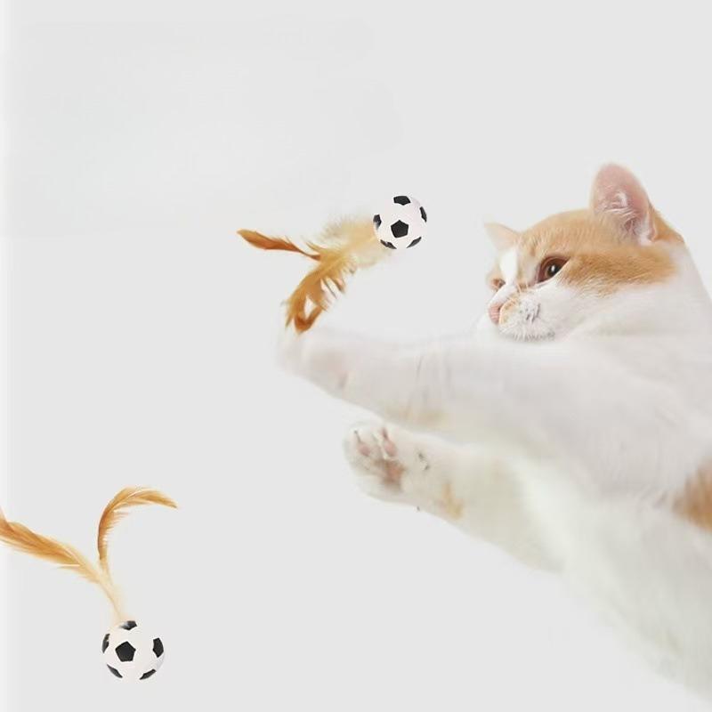 3pcs Cat Interactive Toys Caterpillar Elastic Ball with Feater Cat Toy Ball Pet Puzzle Teasing Cat Interactive Toy Supplies