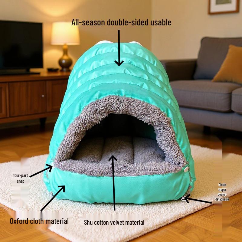 Cat & Small Dog Winter Warm Semi-Closed Nest - Spacious All-Season Sleeping Bag