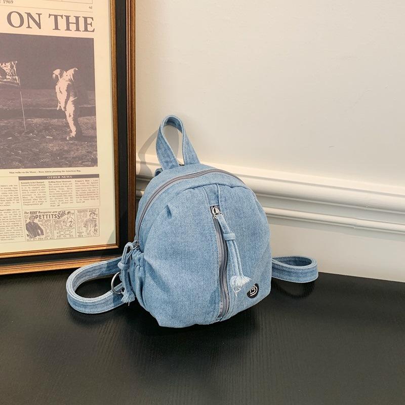 Denim Backpack Lightweight Casual Women Outdoor Sports Mini Backpack