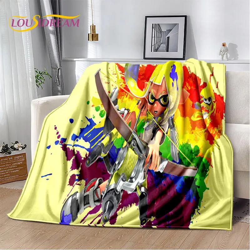 Oyunlar, Splatoon, Karikatür Yumuşak Peluş Battaniye, Flanel Battaniye Oturma Odası Yatak Odası Yatak Kanepe Piknik Örtüsü için Battaniye Atmak Bettdecke