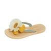 Women's 3D Floral Flat Sandals Boho Braided Flower Flip Flops Lightweight Slide Shoes Summer Non-Slip Slippers Open Toe Beach Dress Shoes for Women