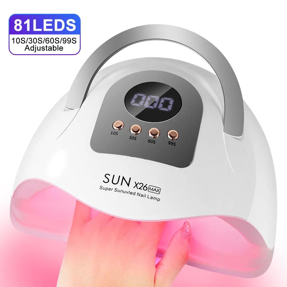 

Sun X26 MAX UV LED Nail Lamp: 81-LED Professional Gel Dryer with Timer, Auto Sensor – Salon Manicure Tool EU