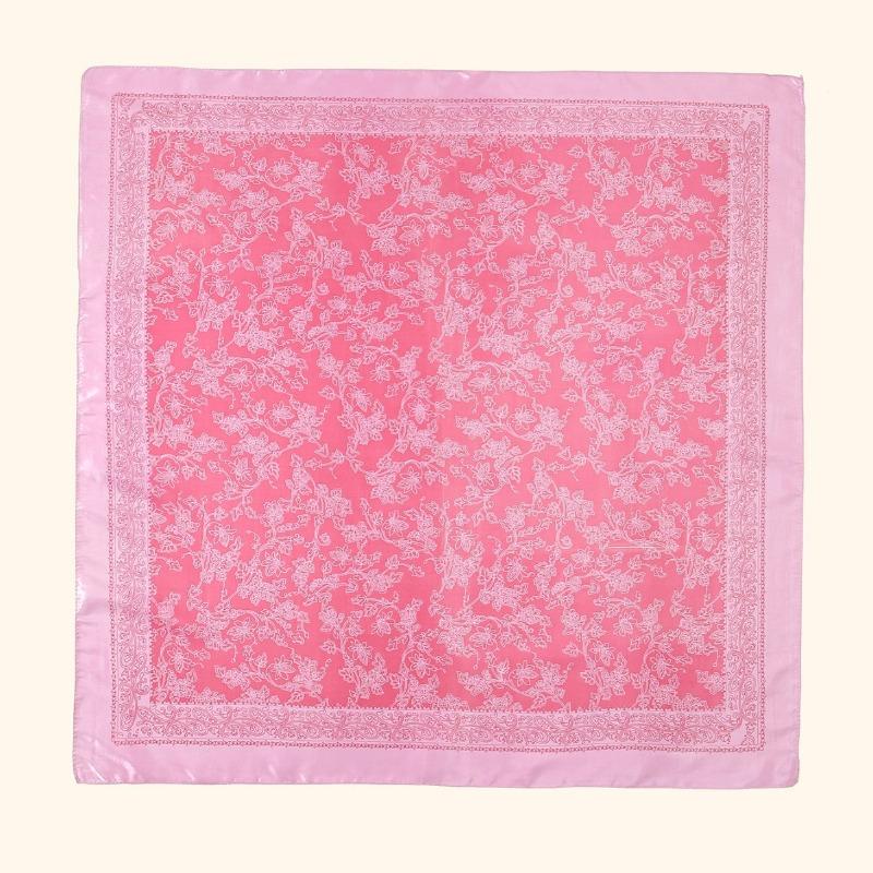 Hot-selling popular line flower satin square scarf light luxury elegant professional scarf ethnic headscarf women