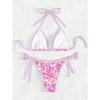 Damen Bedrucktes Zweiteiliges Bikini-Set Mit Bindeband Bademode 0916