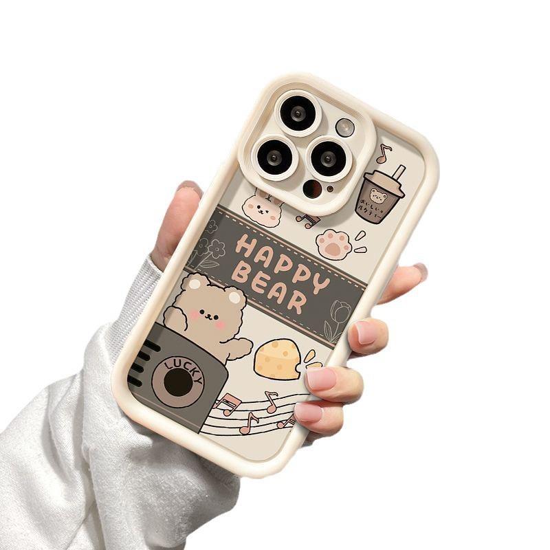 Happy Bear mobile phone case is suitable for Apple 14promax men's and women's iPhone15/13 matte skin feel 11/12pm
